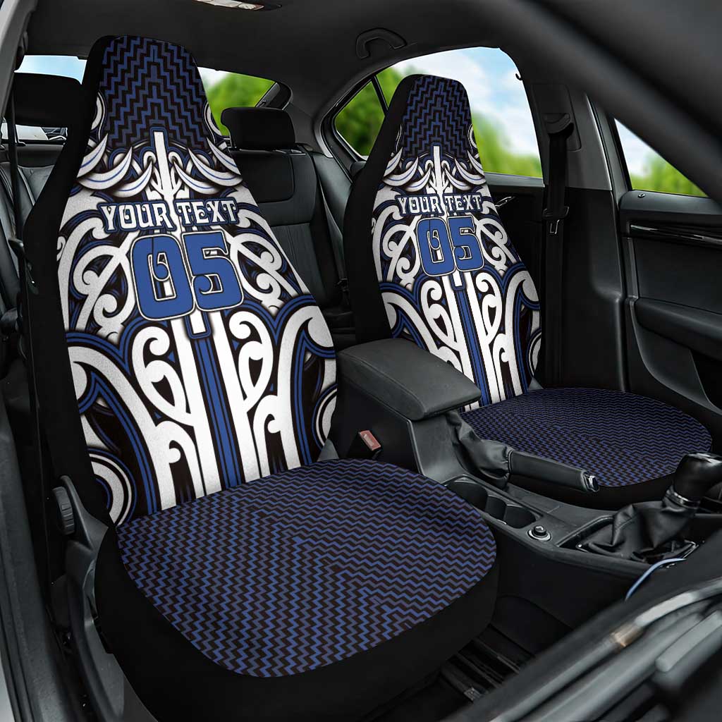 Custom Aotearoa Ngati Tuwharetoa Car Seat Cover Maori Tribal Pattern Mix Poutama LT05 One Size Navy - Polynesian Pride