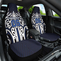 Custom Aotearoa Ngati Tuwharetoa Car Seat Cover Maori Tribal Pattern Mix Poutama LT05 One Size Navy - Polynesian Pride