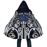 Custom Aotearoa Ngati Tuwharetoa Cloak Maori Tribal Pattern Mix Poutama LT05 Unisex Navy - Polynesian Pride