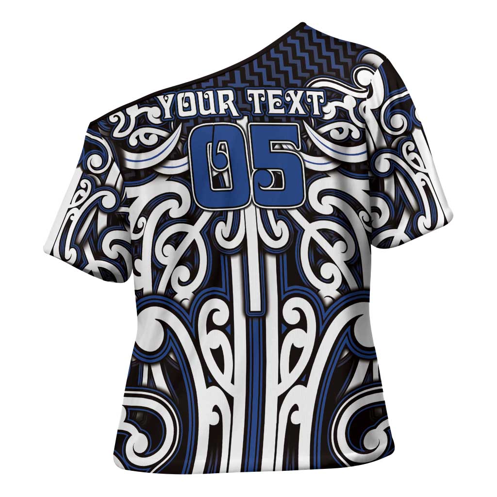 Custom Aotearoa Ngati Tuwharetoa Cross Shoulder Shirt Maori Tribal Pattern Mix Poutama