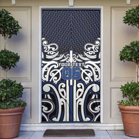 Custom Aotearoa Ngati Tuwharetoa Door Cover Maori Tribal Pattern Mix Poutama LT05 Navy - Polynesian Pride
