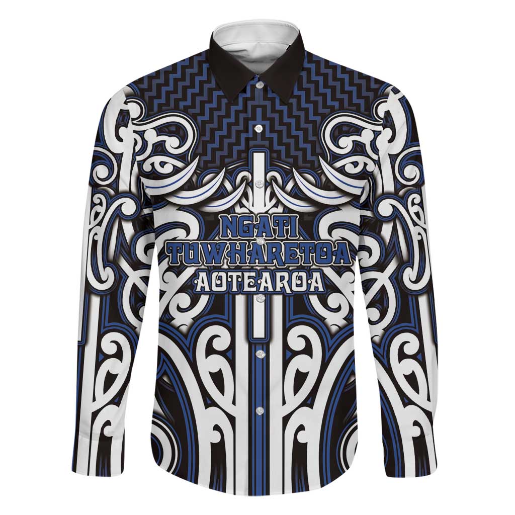 Custom Aotearoa Ngati Tuwharetoa Family Matching Off Shoulder Maxi Dress and Hawaiian Shirt Maori Tribal Pattern Mix Poutama