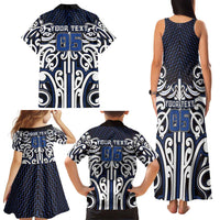 Custom Aotearoa Ngati Tuwharetoa Family Matching Tank Maxi Dress and Hawaiian Shirt Maori Tribal Pattern Mix Poutama