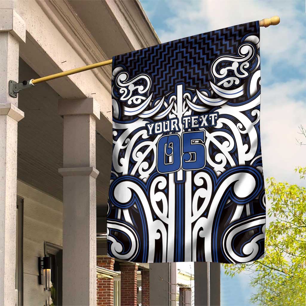 Custom Aotearoa Ngati Tuwharetoa Garden Flag Maori Tribal Pattern Mix Poutama LT05 House Flag Navy - Polynesian Pride