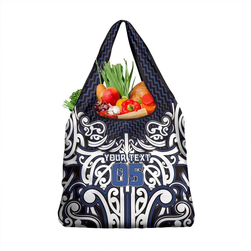 Custom Aotearoa Ngati Tuwharetoa Grocery Bag Maori Tribal Pattern Mix Poutama LT05 1-pack One Size Navy - Polynesian Pride