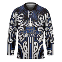 Custom Aotearoa Ngati Tuwharetoa Hockey Jersey Maori Tribal Pattern Mix Poutama LT05 Unisex Navy - Polynesian Pride