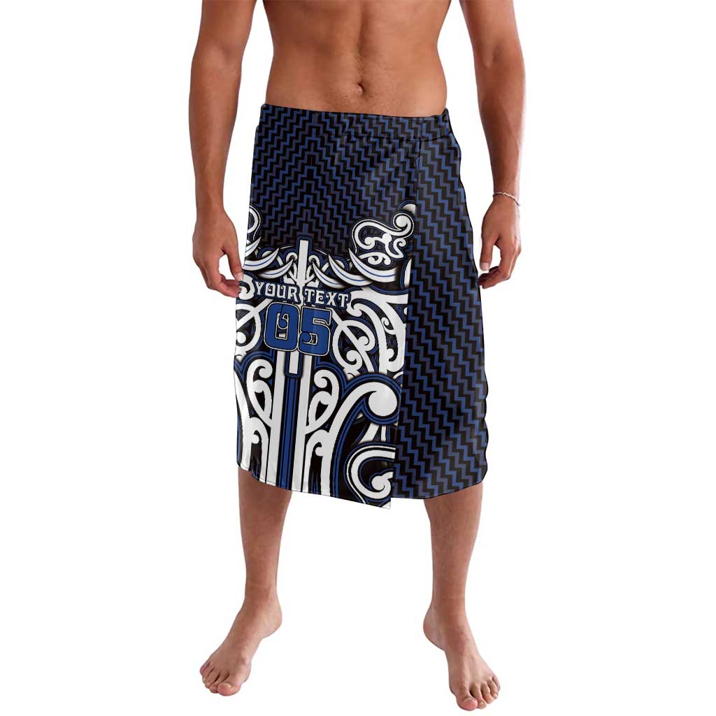 Custom Aotearoa Ngati Tuwharetoa Lavalava Maori Tribal Pattern Mix Poutama LT05 Navy - Polynesian Pride
