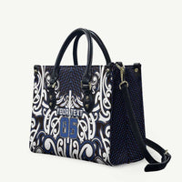 Custom Aotearoa Ngati Tuwharetoa Leather Bag Maori Tribal Pattern Mix Poutama LT05 Navy - Polynesian Pride