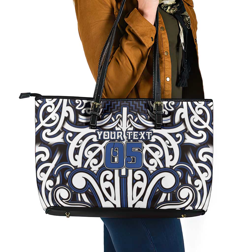 Custom Aotearoa Ngati Tuwharetoa Leather Tote Bag Maori Tribal Pattern Mix Poutama LT05 - Polynesian Pride