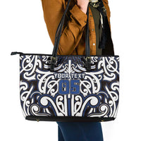 Custom Aotearoa Ngati Tuwharetoa Leather Tote Bag Maori Tribal Pattern Mix Poutama LT05 - Polynesian Pride