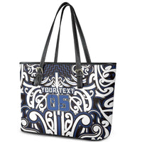 Custom Aotearoa Ngati Tuwharetoa Leather Tote Bag Maori Tribal Pattern Mix Poutama LT05 - Polynesian Pride