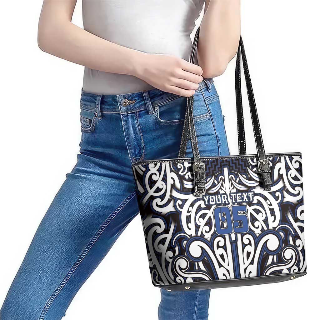 Custom Aotearoa Ngati Tuwharetoa Leather Tote Bag Maori Tribal Pattern Mix Poutama LT05 - Polynesian Pride