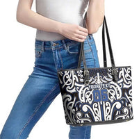 Custom Aotearoa Ngati Tuwharetoa Leather Tote Bag Maori Tribal Pattern Mix Poutama LT05 - Polynesian Pride