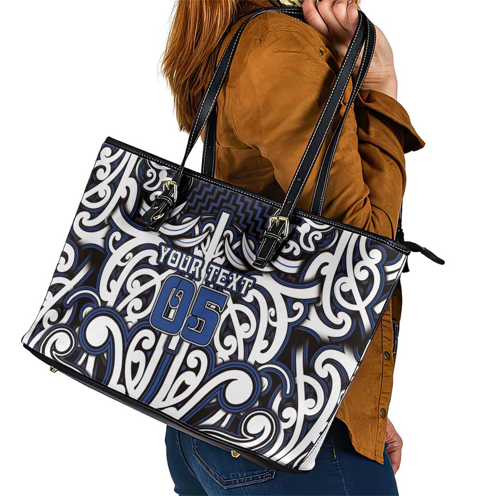 Custom Aotearoa Ngati Tuwharetoa Leather Tote Bag Maori Tribal Pattern Mix Poutama LT05 - Polynesian Pride