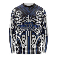 Custom Aotearoa Ngati Tuwharetoa Long Sleeve Shirt Maori Tribal Pattern Mix Poutama LT05 Unisex Navy - Polynesian Pride