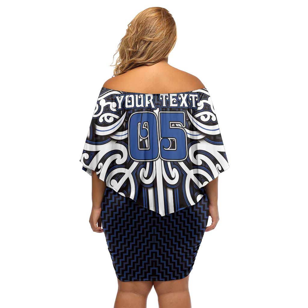 Custom Aotearoa Ngati Tuwharetoa Off Shoulder Short Dress Maori Tribal Pattern Mix Poutama LT05 - Polynesian Pride