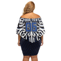 Custom Aotearoa Ngati Tuwharetoa Off Shoulder Short Dress Maori Tribal Pattern Mix Poutama LT05 - Polynesian Pride