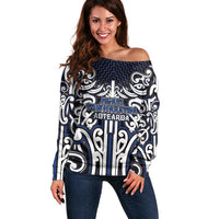 Custom Aotearoa Ngati Tuwharetoa Off Shoulder Sweater Maori Tribal Pattern Mix Poutama
