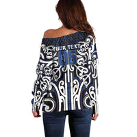 Custom Aotearoa Ngati Tuwharetoa Off Shoulder Sweater Maori Tribal Pattern Mix Poutama