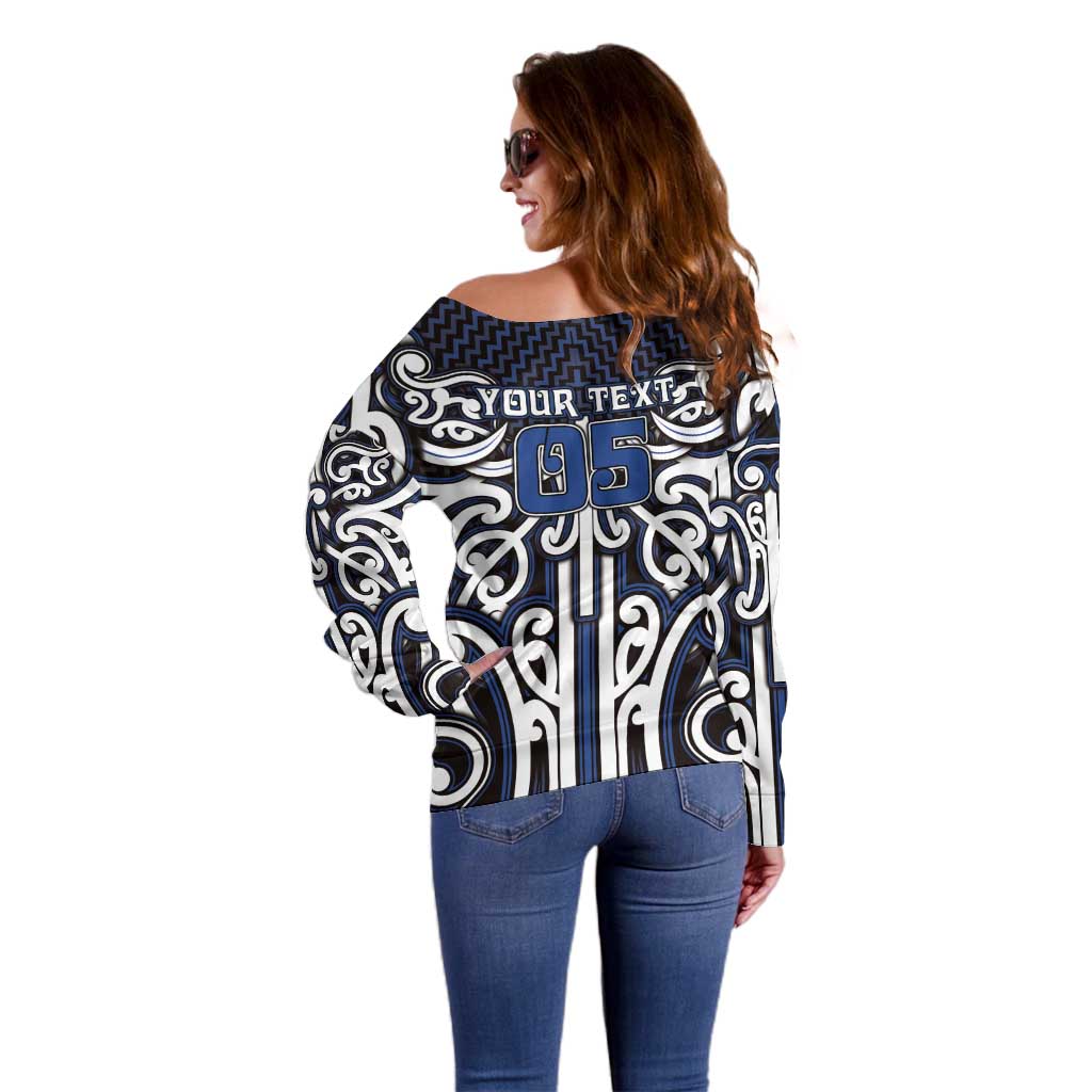 Custom Aotearoa Ngati Tuwharetoa Off Shoulder Sweater Maori Tribal Pattern Mix Poutama