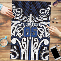 Custom Aotearoa Ngati Tuwharetoa Puzzle Maori Tribal Pattern Mix Poutama LT05 Navy - Polynesian Pride
