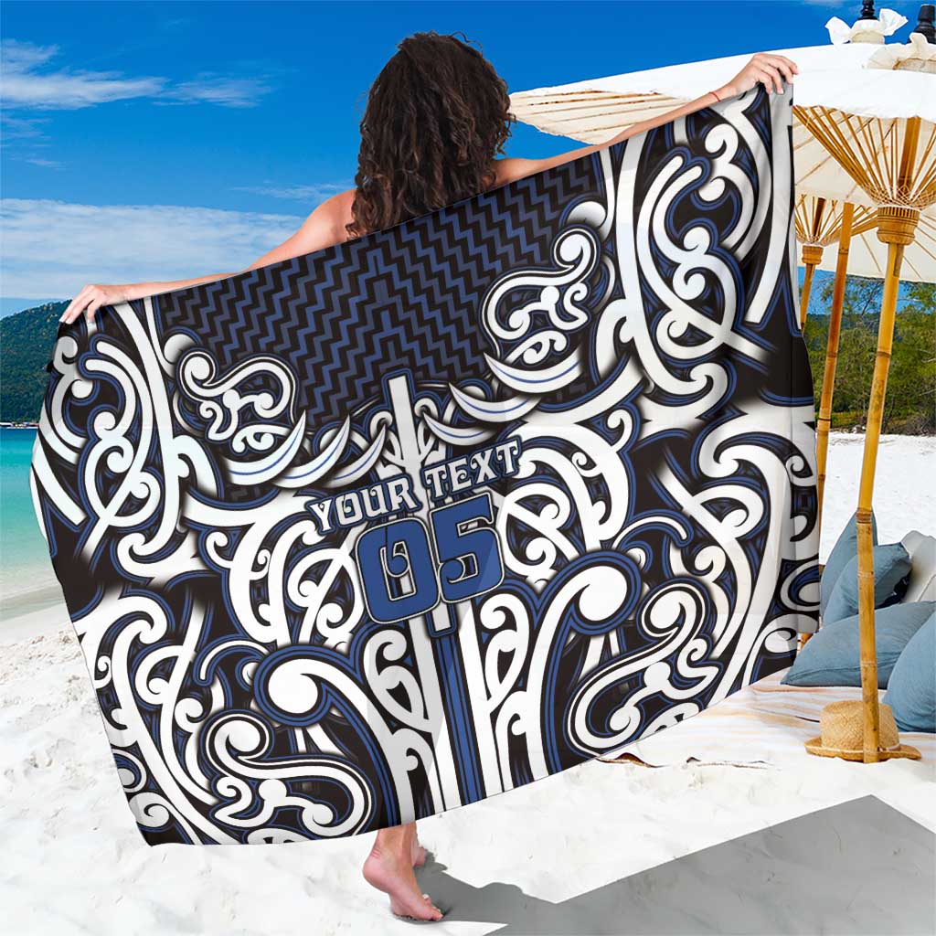 Custom Aotearoa Ngati Tuwharetoa Sarong Maori Tribal Pattern Mix Poutama LT05 One Size 44 x 66 inches Navy - Polynesian Pride
