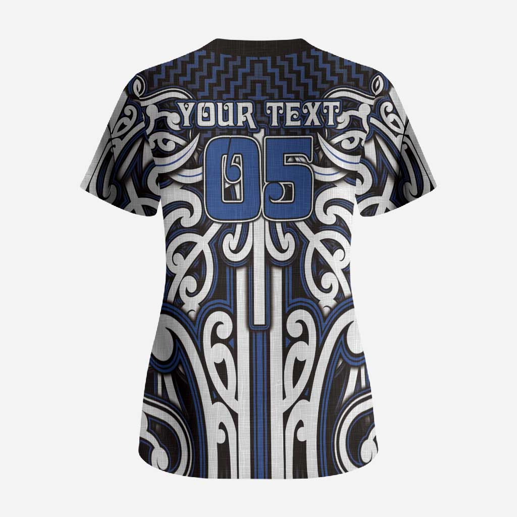 Custom Aotearoa Ngati Tuwharetoa Scrub Top Maori Tribal Pattern Mix Poutama LT05 - Polynesian Pride