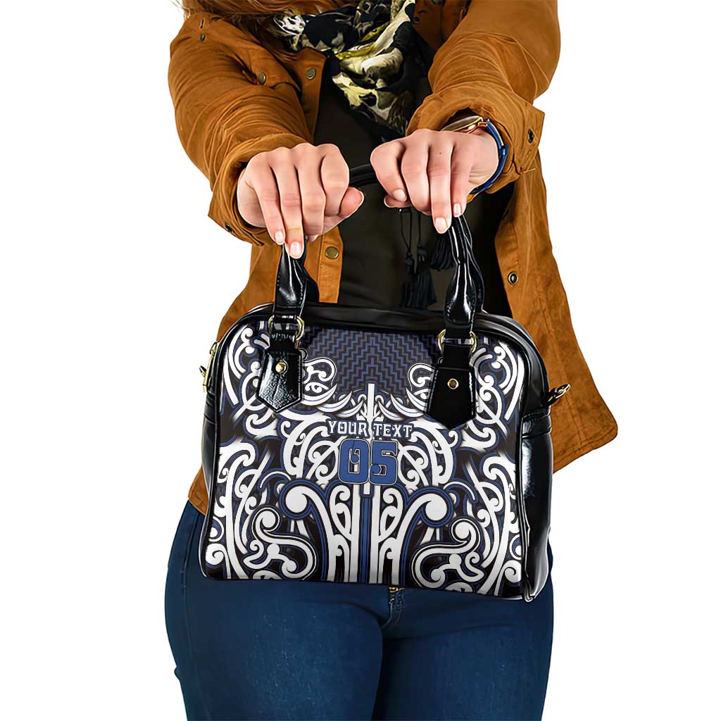 Custom Aotearoa Ngati Tuwharetoa Shoulder Handbag Maori Tribal Pattern Mix Poutama LT05 One Size Navy - Polynesian Pride