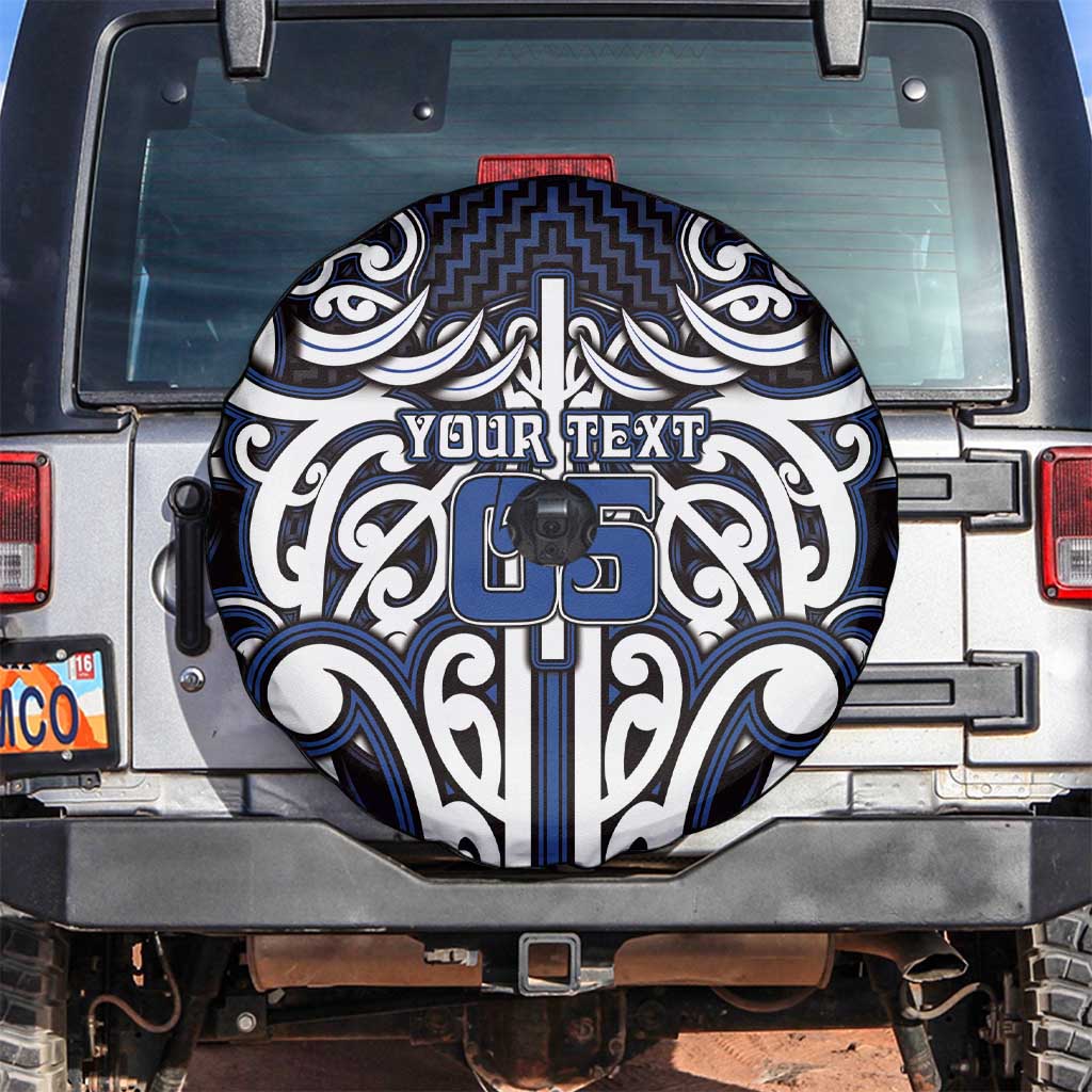 Custom Aotearoa Ngati Tuwharetoa Spare Tire Cover Maori Tribal Pattern Mix Poutama LT05 Navy - Polynesian Pride