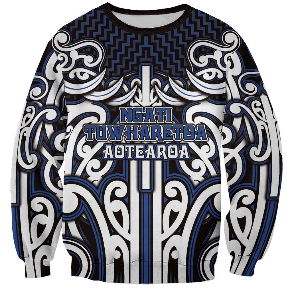 Custom Aotearoa Ngati Tuwharetoa Sweatshirt Maori Tribal Pattern Mix Poutama LT05 Unisex Navy - Polynesian Pride