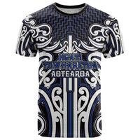 Custom Aotearoa Ngati Tuwharetoa T Shirt Maori Tribal Pattern Mix Poutama LT05 Navy - Polynesian Pride