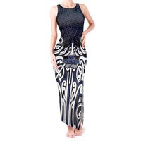 Custom Aotearoa Ngati Tuwharetoa Tank Maxi Dress Maori Tribal Pattern Mix Poutama