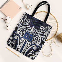 Custom Aotearoa Ngati Tuwharetoa Tote Bag Maori Tribal Pattern Mix Poutama LT05 Black Strap One Size Navy - Polynesian Pride