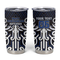 Custom Aotearoa Ngati Tuwharetoa Tumbler Cup Maori Tribal Pattern Mix Poutama LT05 Navy - Polynesian Pride