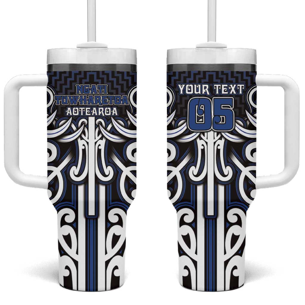 Custom Aotearoa Ngati Tuwharetoa Tumbler With Handle Maori Tribal Pattern Mix Poutama