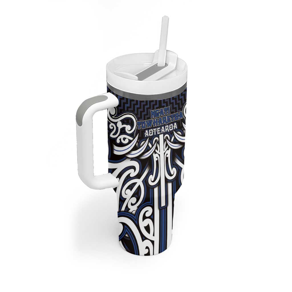Custom Aotearoa Ngati Tuwharetoa Tumbler With Handle Maori Tribal Pattern Mix Poutama
