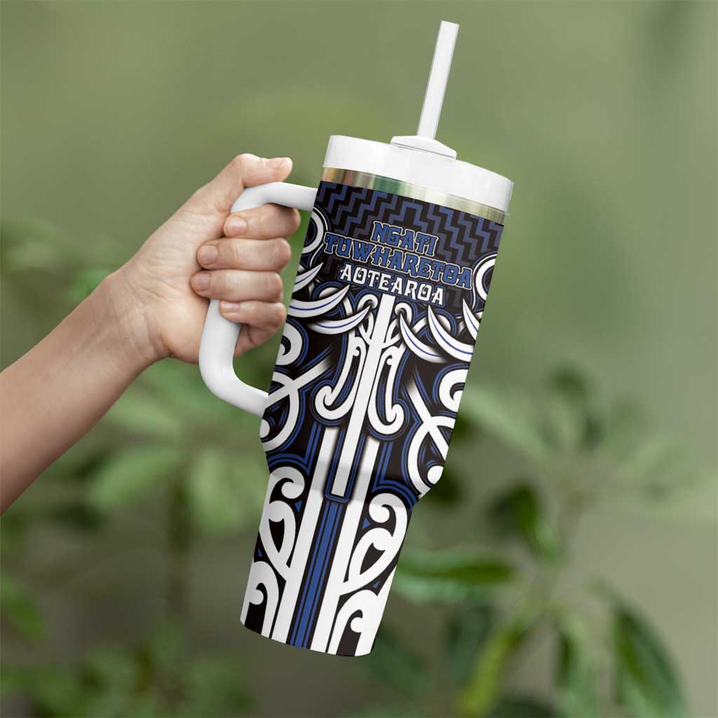 Custom Aotearoa Ngati Tuwharetoa Tumbler With Handle Maori Tribal Pattern Mix Poutama
