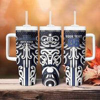 Custom Aotearoa Ngati Tuwharetoa Tumbler With Handle Maori Tribal Pattern Mix Poutama