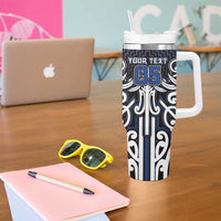 Custom Aotearoa Ngati Tuwharetoa Tumbler With Handle Maori Tribal Pattern Mix Poutama