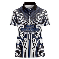 Custom Aotearoa Ngati Tuwharetoa Women Polo Shirt Maori Tribal Pattern Mix Poutama LT05 Female Navy - Polynesian Pride