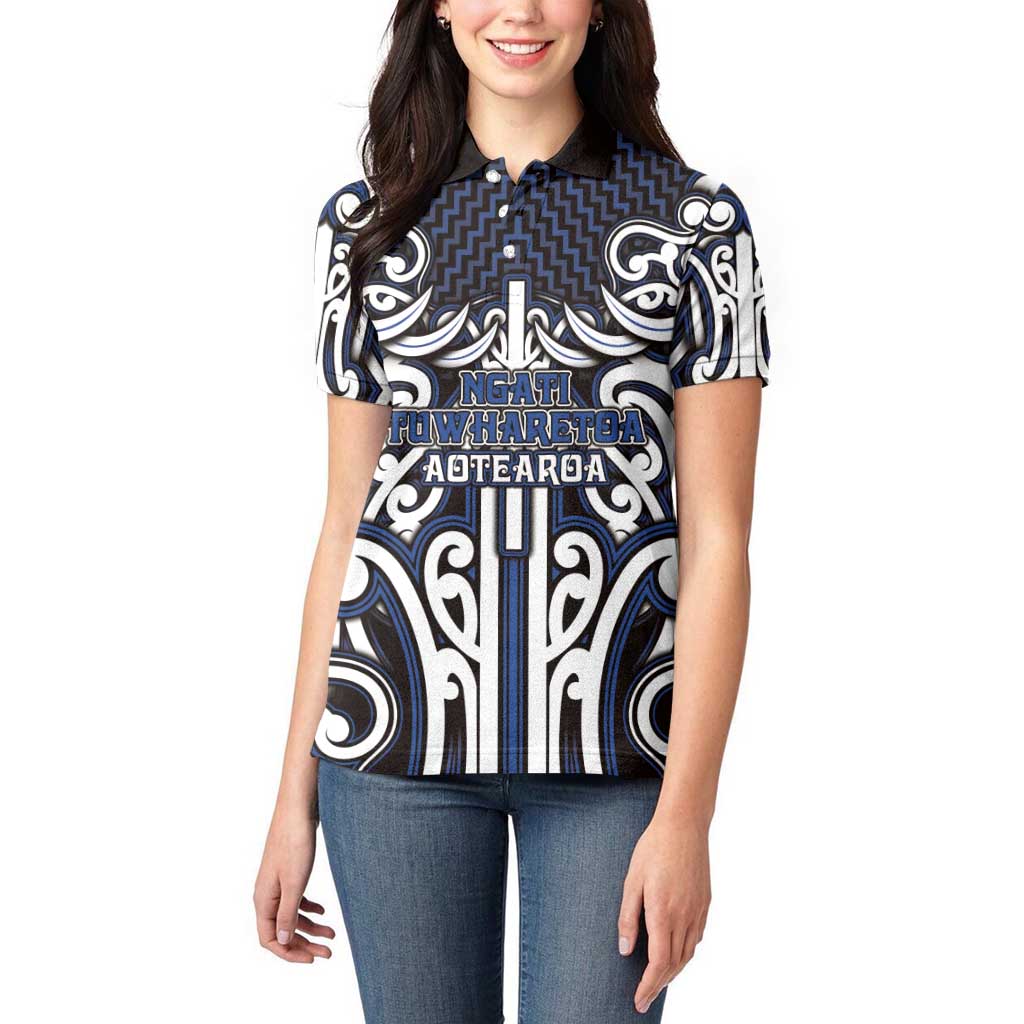 Custom Aotearoa Ngati Tuwharetoa Women Polo Shirt Maori Tribal Pattern Mix Poutama LT05 - Polynesian Pride