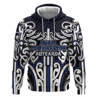 Custom Aotearoa Ngati Tuwharetoa Zip Hoodie Maori Tribal Pattern Mix Poutama LT05 Pullover Hoodie Navy - Polynesian Pride