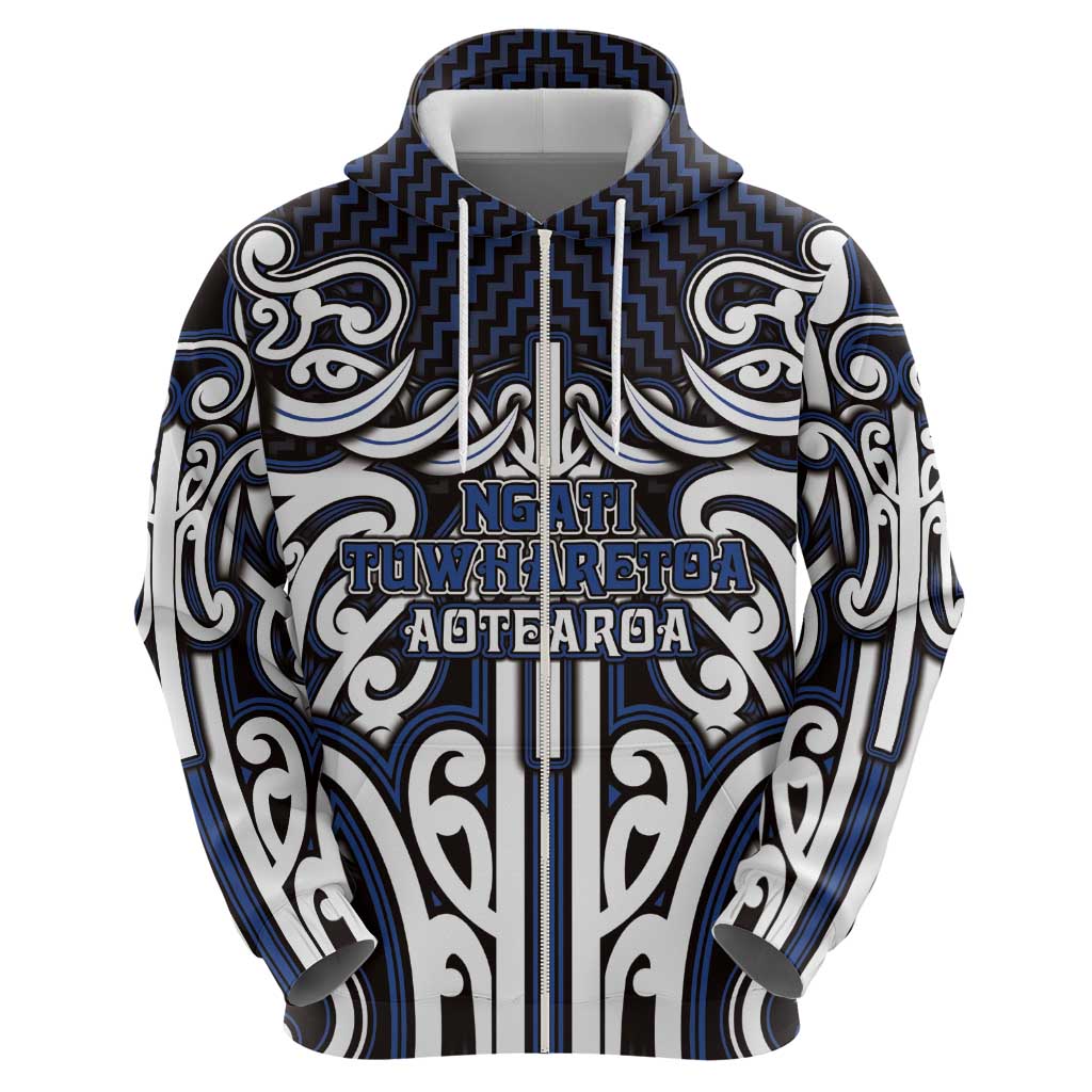 Custom Aotearoa Ngati Tuwharetoa Zip Hoodie Maori Tribal Pattern Mix Poutama LT05 - Polynesian Pride