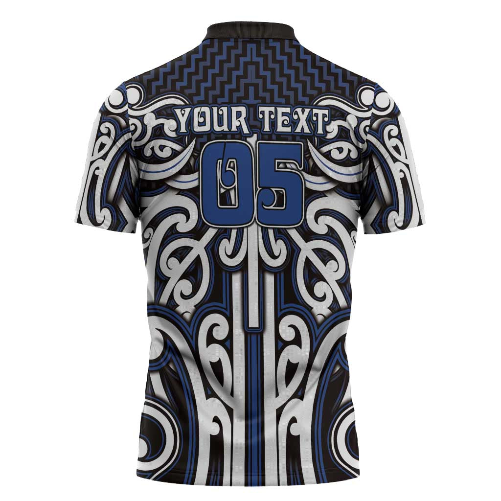 Custom Aotearoa Ngati Tuwharetoa Zipper Polo Shirt Maori Tribal Pattern Mix Poutama LT05 - Polynesian Pride