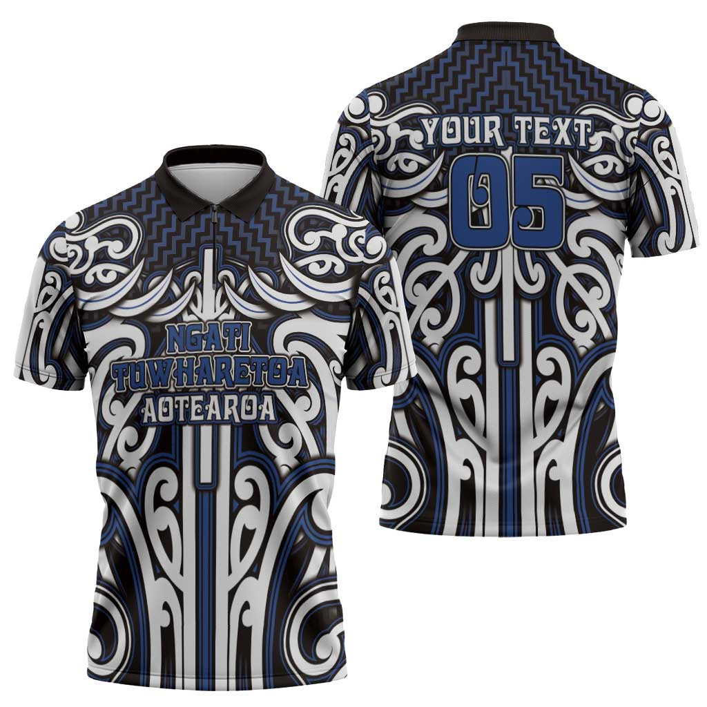Custom Aotearoa Ngati Tuwharetoa Zipper Polo Shirt Maori Tribal Pattern Mix Poutama LT05 - Polynesian Pride