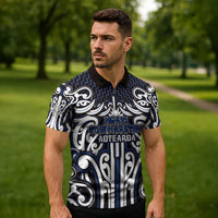 Custom Aotearoa Ngati Tuwharetoa Zipper Polo Shirt Maori Tribal Pattern Mix Poutama LT05 - Polynesian Pride