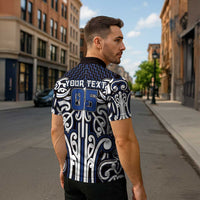 Custom Aotearoa Ngati Tuwharetoa Zipper Polo Shirt Maori Tribal Pattern Mix Poutama LT05 - Polynesian Pride