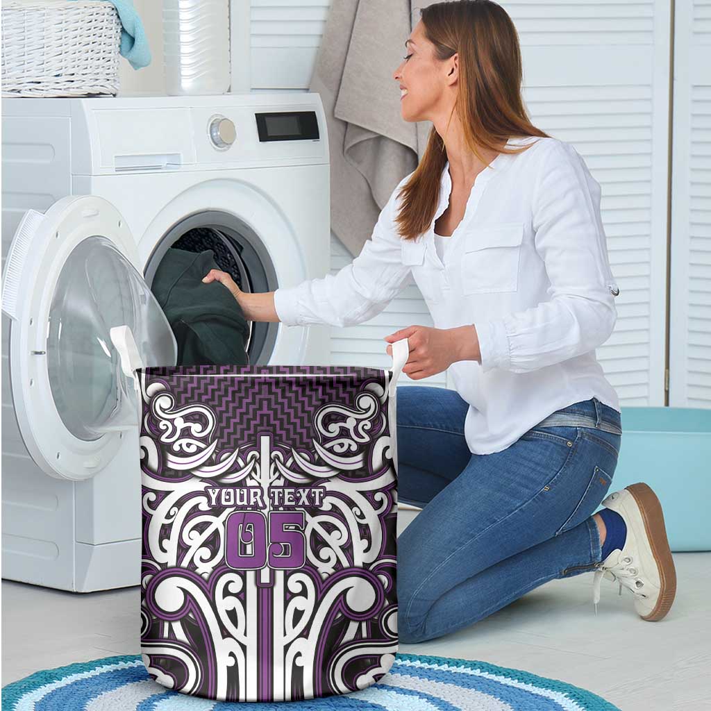 Custom Aotearoa Rangitane Laundry Basket Maori Tribal Pattern Mix Poutama LT05 - Polynesian Pride