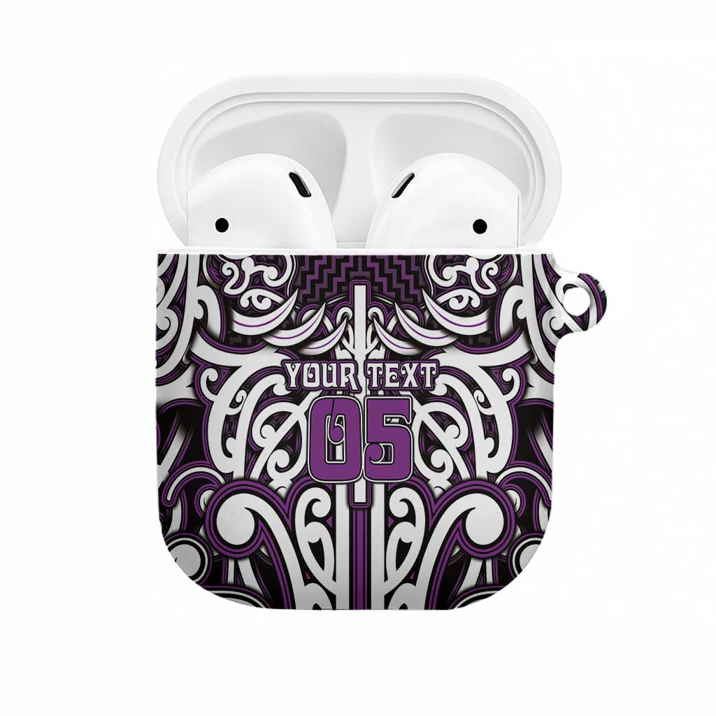 Custom Aotearoa Rangitane AirPods Case Maori Tribal Pattern Mix Poutama LT05 Purple - Polynesian Pride