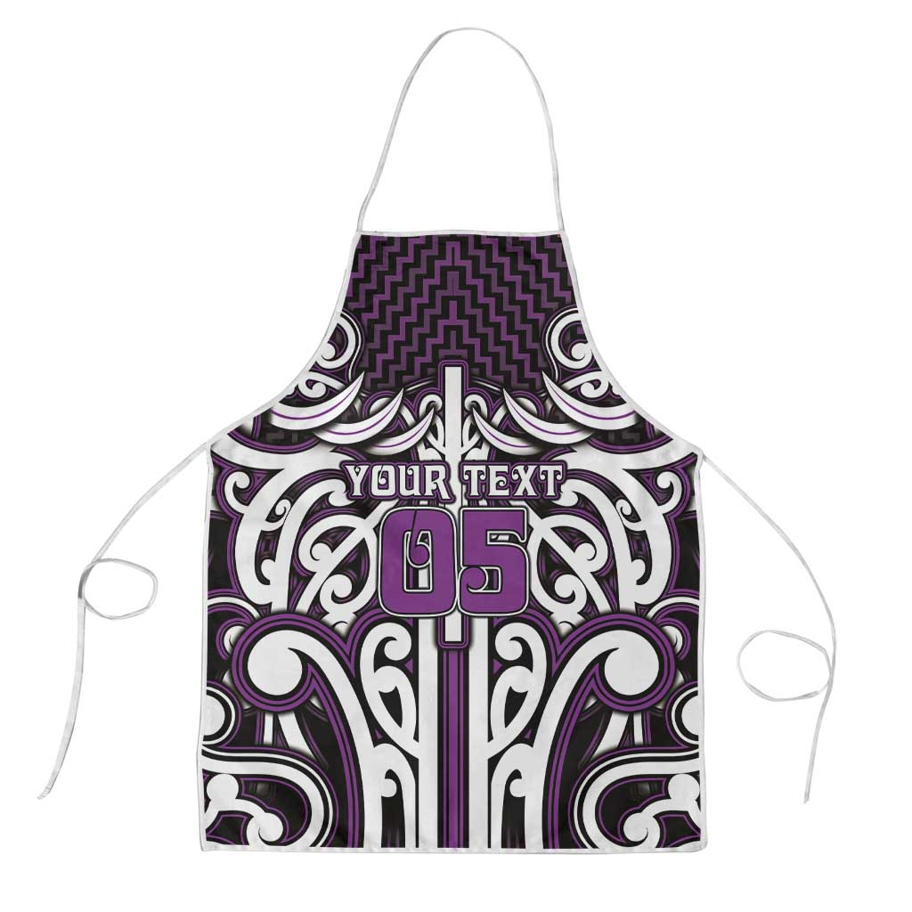 Custom Aotearoa Rangitane Apron Maori Tribal Pattern Mix Poutama LT05 Purple - Polynesian Pride